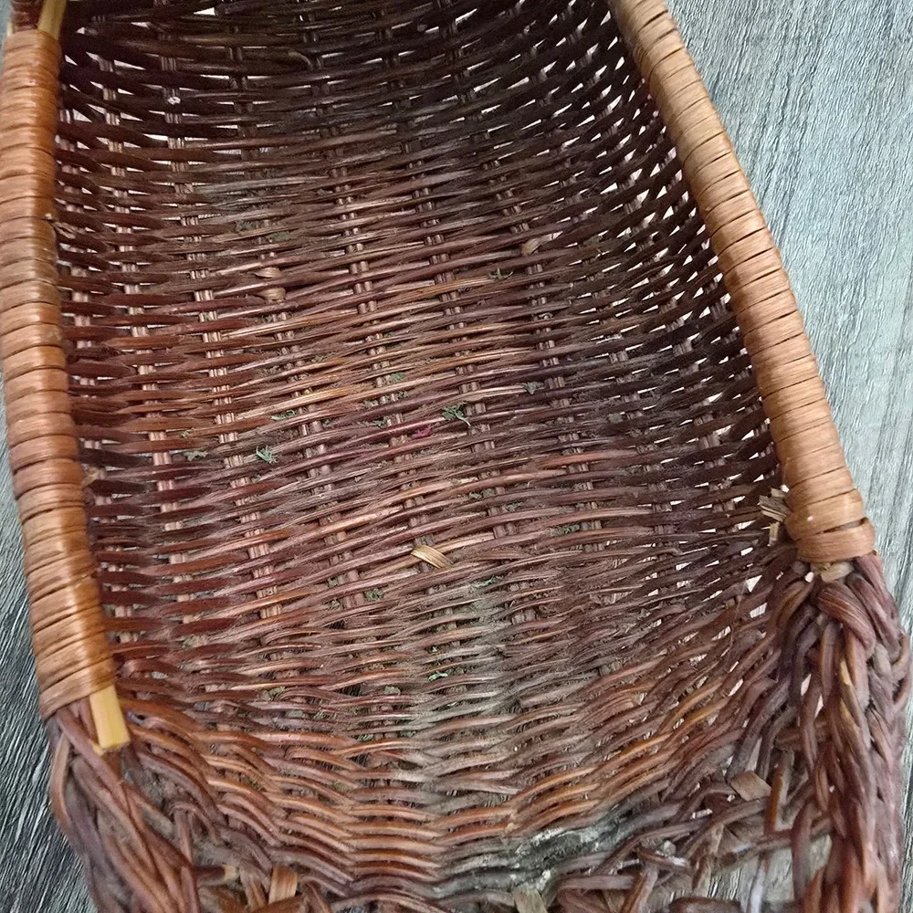 Wicker Duck Basket Wooden Beak Brown Woven Farmhouse Rustic Boho Primitive